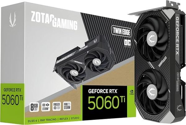 ZOTAC Gaming GeForce RTX 5060 Ti 8GB Twin Edge OC DLSS 4 8GB GDDR7 128-bit 28 Gbps PCIE 5.0 Gaming Graphics Card, IceStorm 2.0 Cooling, SFF-Ready, ZT-B50610H-10M