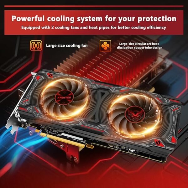 RX 5700 XT 8GB Graphics Card, GDDR6 256-Bit DirectX 12,3*DP and 1*HDMI Port PCIe4.0 2K Graphics Card for Gaming PC, Video Card for Office Tarjeta Gráfica with Dual Cooling Fans
