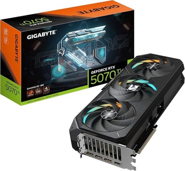 GIGABYTE GeForce RTX 5070 Ti Gaming OC 16G Graphics Card, 16GB 256-bit GDDR7, PCIe 5.0, WINDFORCE Cooling System, GV-N507TGAMING OC-16GD Video Card